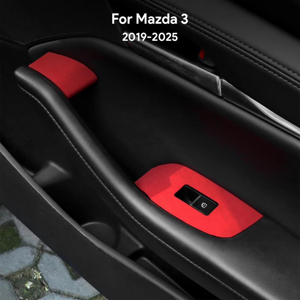 ملصق علوي من جلد الغزال LHD RHD لمازدا 3 BP M3 Axela 2019 2020 2021 2022 2023 2024 2025 لوحة رفع نافذة السيارة الداخلية