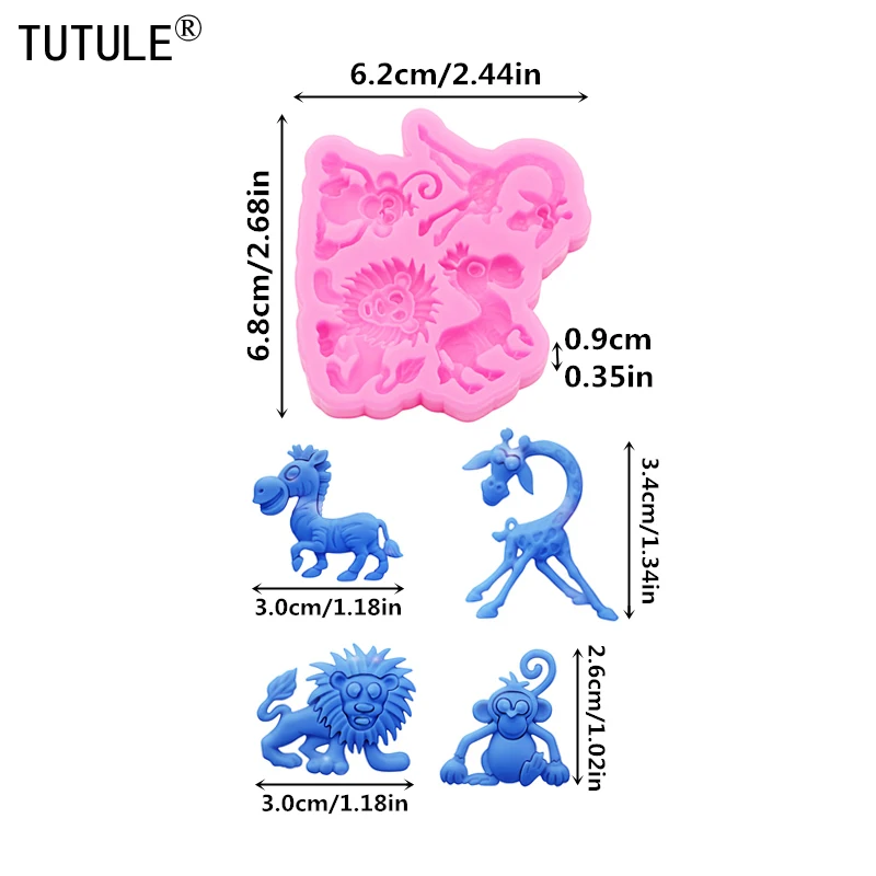 3D Animal lion resin jewelry accessories mould DIY Zebra Monkey Giraffe Earrings clay silicone mould Chocolate cake Decor mold