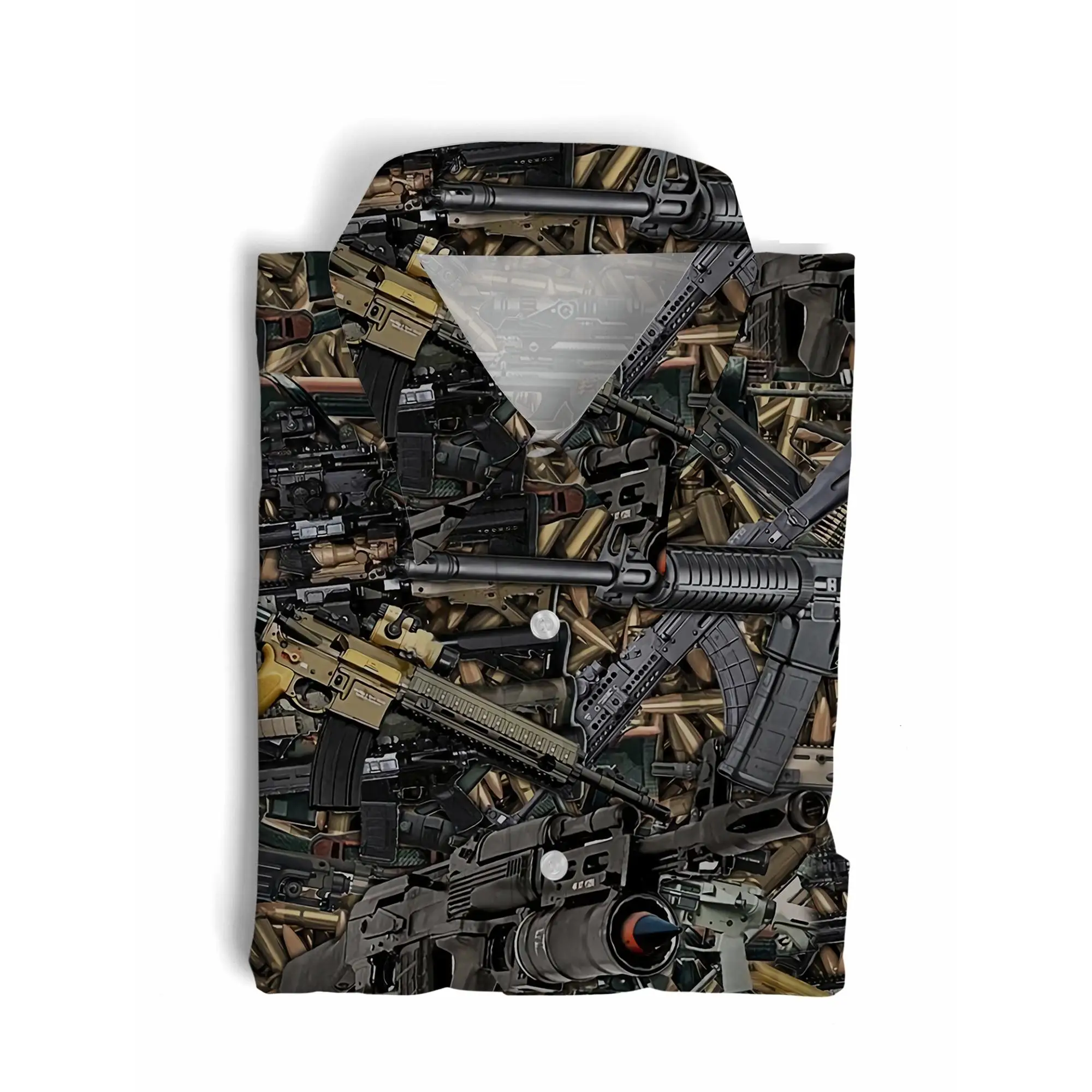 Jumeast Gun Pattern Men Hawaiian Shirt Cool 3D Printed Aloha Shirts Camouflage Unisex Streetwear Beach Man Clothing Hunting Tops