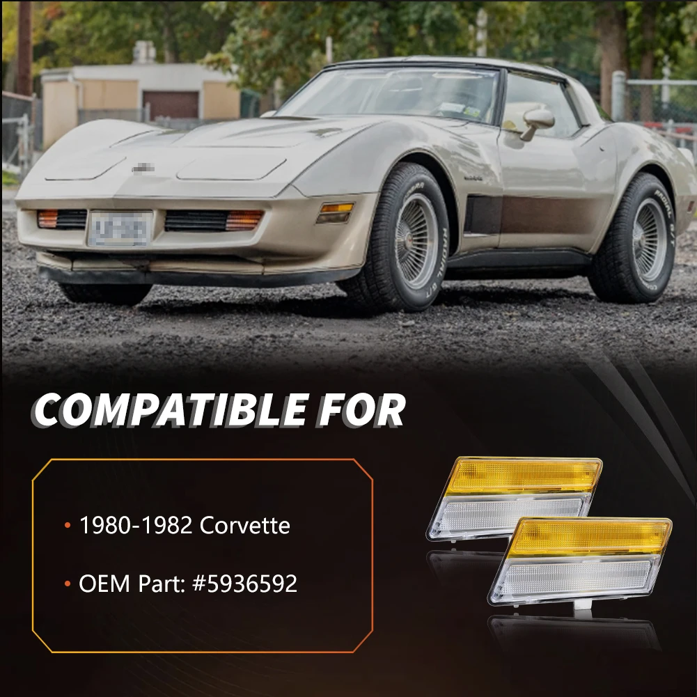 Front Corner Side Marker Light Turn Signal Light housings For Chevrolet Corvette C3 1980 19811982 No Bulb/Socket Included