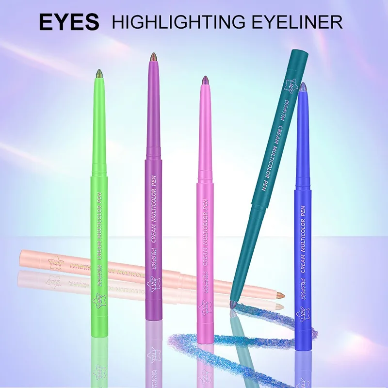 Parelmoer Aurora Paarse Eyeliner Pen Kameleon Metallic Eyeliner Glanzende Oogschaduw Liggende Zijderups Groen Blauw Make-up Pigment