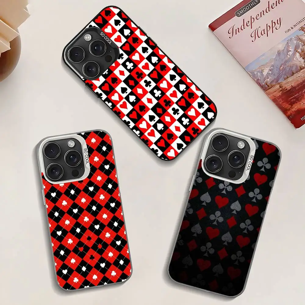 بوكر بطاقة دعوى جراب هاتف آيفون 17 16 15 14 13 12 11 برو ماكس زائد اللون للصدمات عودة غطاء فضي