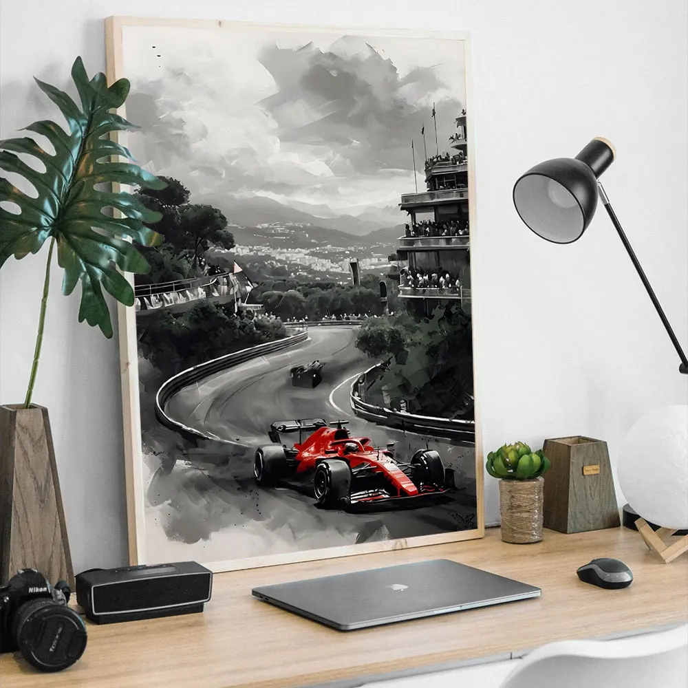 carro-vermelho-f1-cartaz-impressao-em-tela-pintura-arte-da-parede-quarto-estudo-estudio-sala-de-estar-decoracao-casa-presente