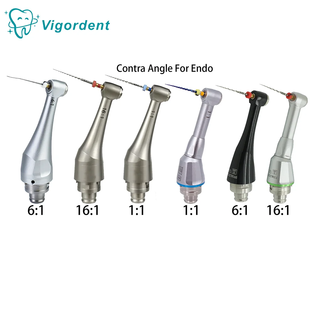 

VIGORDENT Dental Endomotor Head 1:1 6:1 16:1 Push Button Contra Angle Handpiece for Endodontic Root Canal Treatment Endo Motor