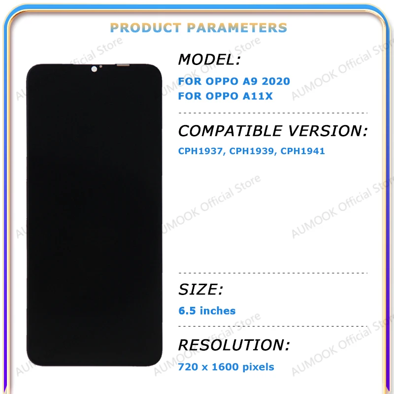 IPS LCD dla OPPO A9 2020 A11x Wyświetlacz LCD Ekran dotykowy Digitizer Zespół z ramką CPH1937 CPH1939 CPH1941 Części zamienne — zdjęcie produktu 2