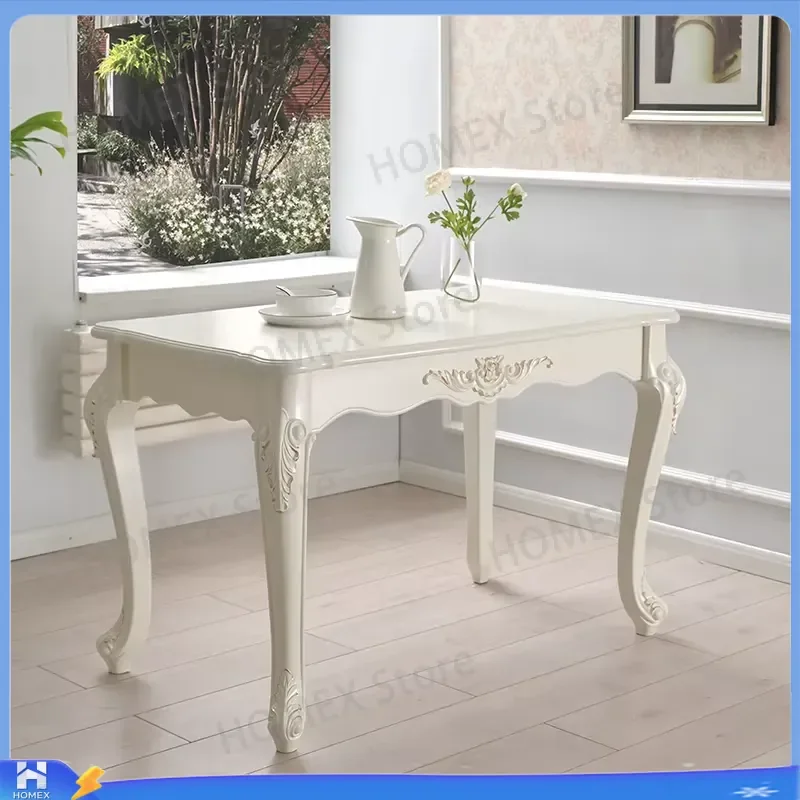 Modern Minimalist Dining Table European Carved Long Coffee Table Luxury Rectangle Corner Table Home Furniture