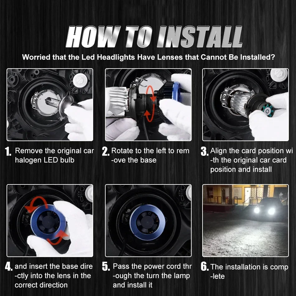 New H4 Lens Car LED Laser Large Bulb Modified with Integrated Far and Near Lights, Super Bright and Strong Dual Light Matrix