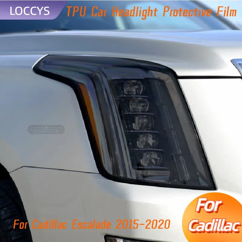 

For Cadillac Escalade 2015-2020 Car Headlight Protection Tint Film Smoke Black TPU Protective Transparent Sticker Accessories