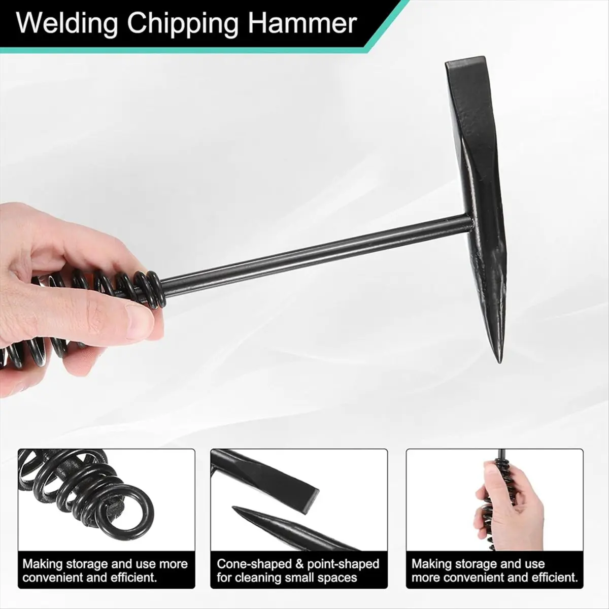 【Like】  Welding Chipping Hammer 11.3inch Slag Hammer with Coil Spring Handle 9.8inch Welding Steel Wire Brush