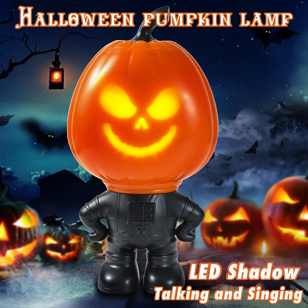 Halloween Pumpkin LED Night Light  Music Bedroom Decoration Pumpkin Figurine Horror Table Lamp for Indoor Outdoor Party Decor