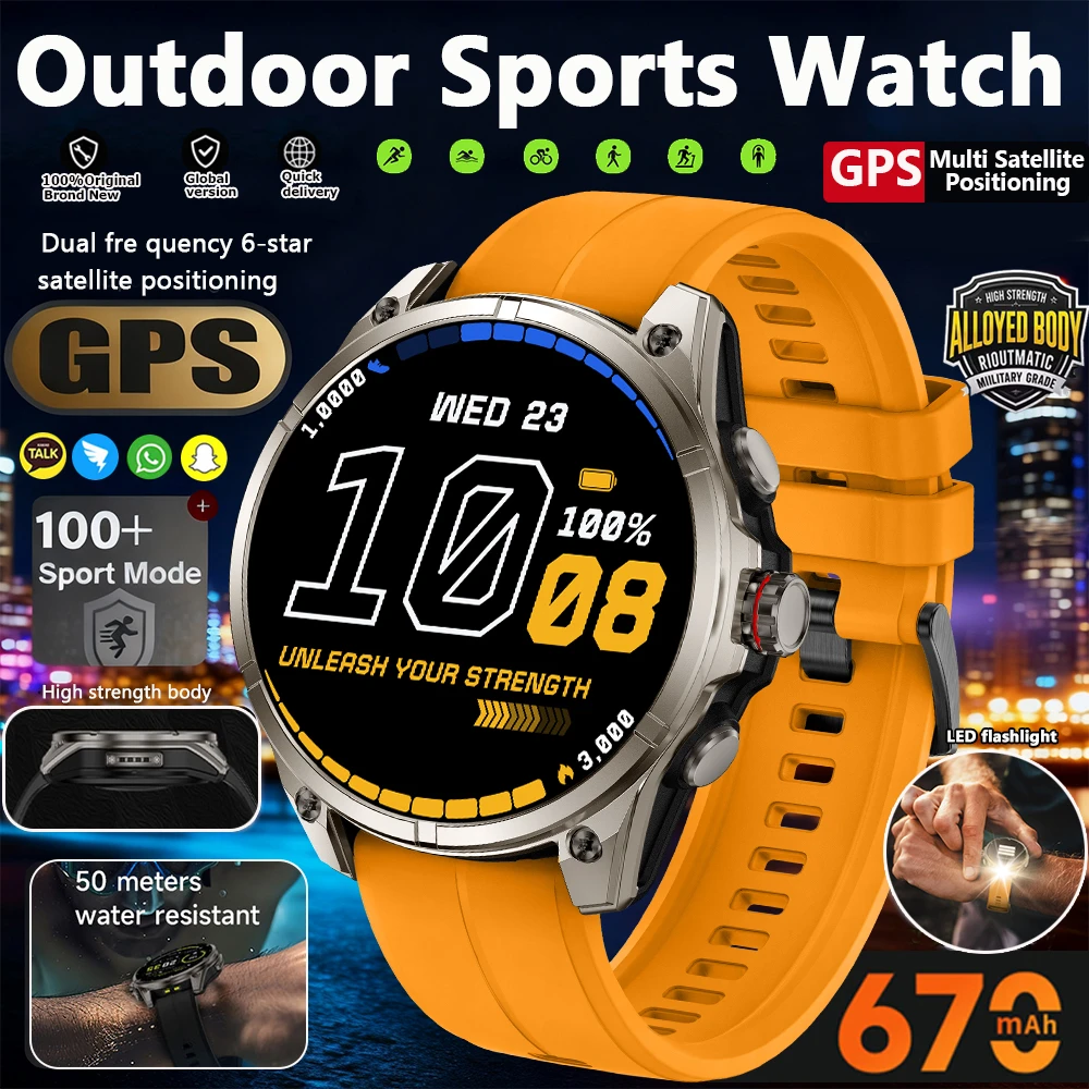 

New T-Rex 3 GPS Smart Watch 1.43" AMOLED 5ATM Waterproof Built-in Dual-band GNSS Compass Military Sport Smartwatch Men Bracelet
