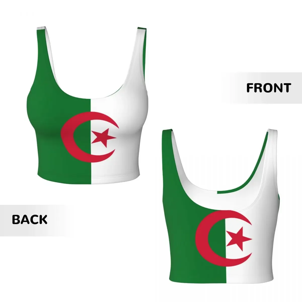 Biustonosz sportowy damski do biegania, odzież do jogi, top, flaga Algierii, zbieranie, kamizelka fitness