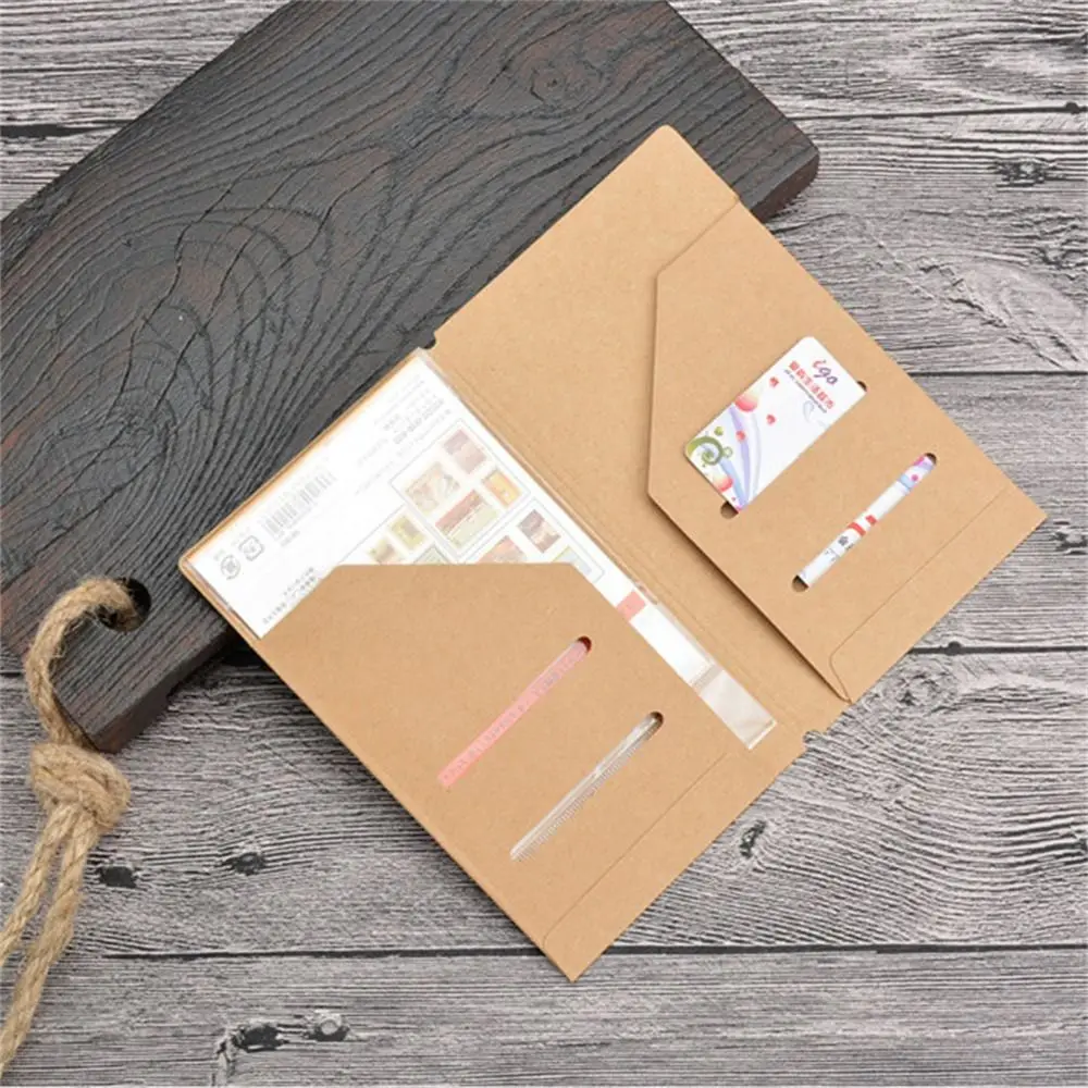 

Vintage Stationery Diary Kraft Paper Travel Journal Tickets Cards Holder File Holder Cards Storage Bag Card Holder Pocket