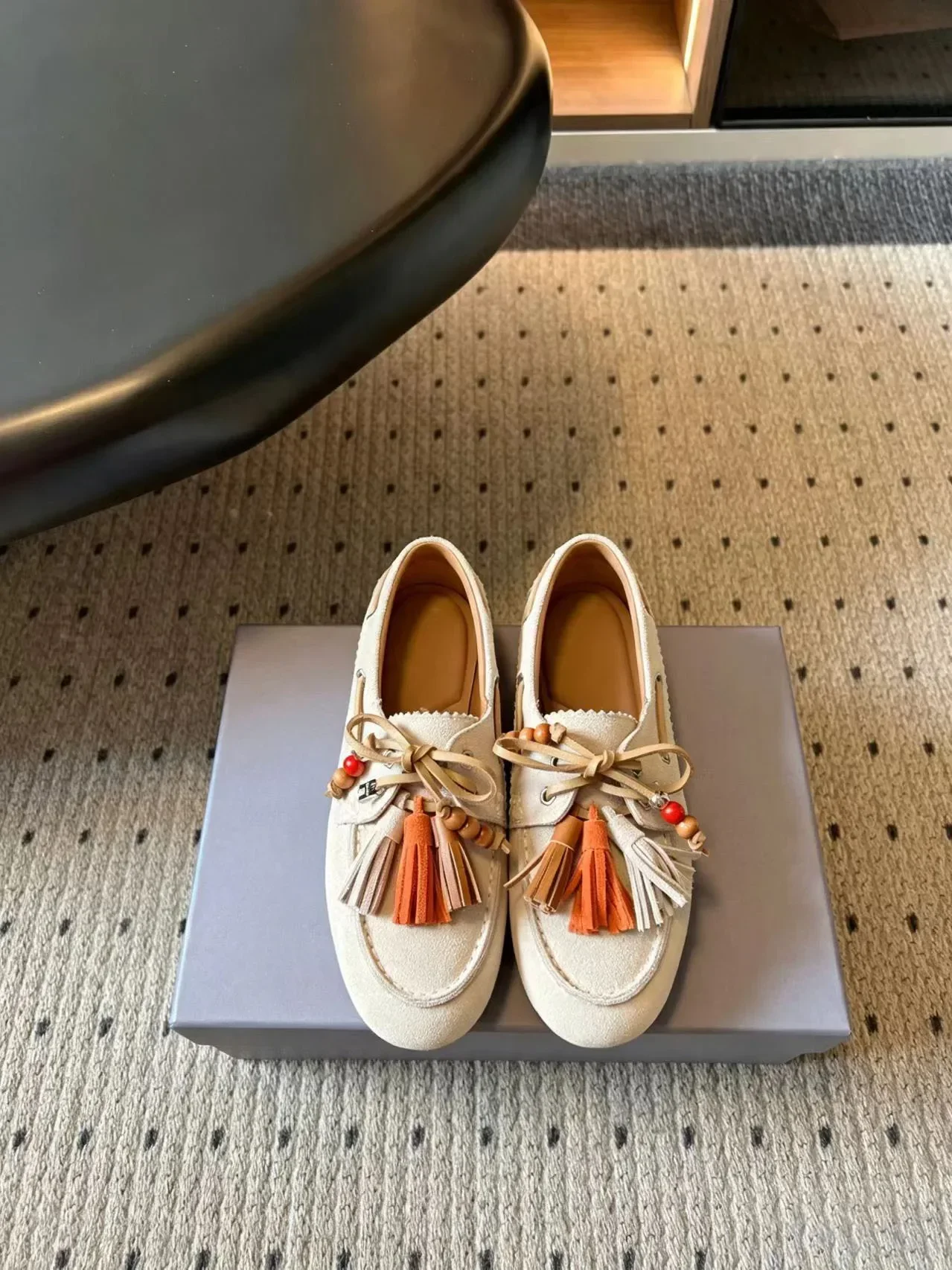 Women's Boat Loafers Colorful Beaded Tassels Shoes