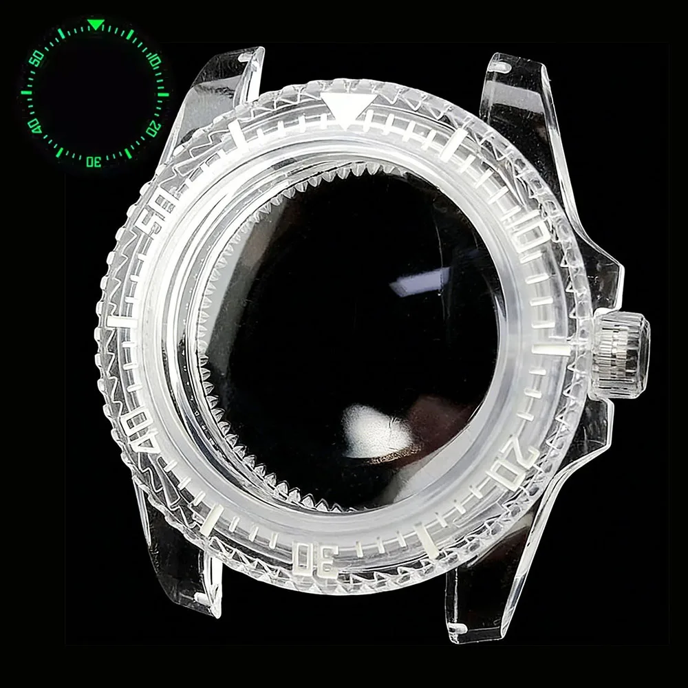 

NH35 GMT 40.5mm Watch Case Men's Transparent Case Fits NH34 NH35 NH38 Movement Watch Box 20mm Watch Strap Watch Accessories