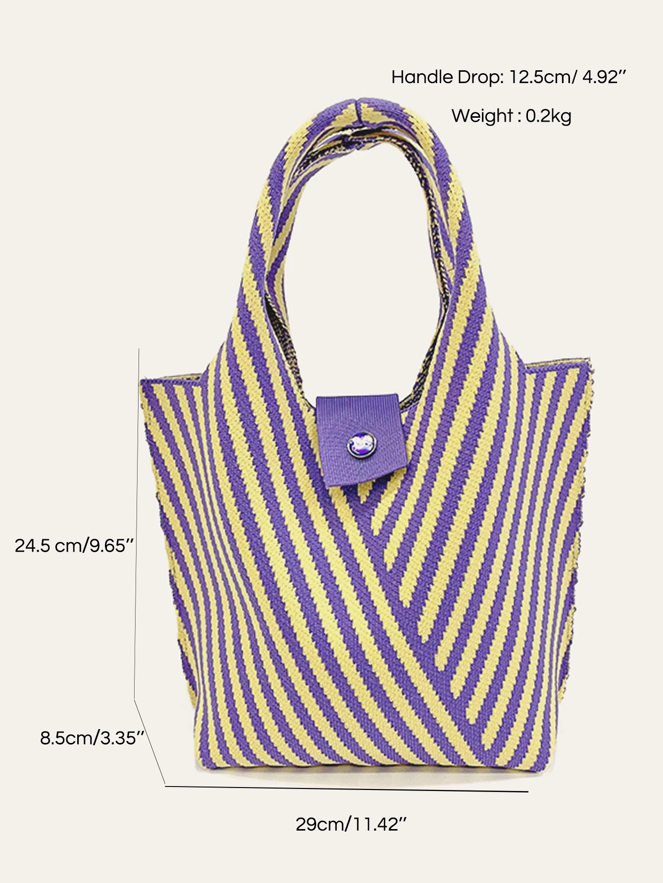 CEZIRA Casual Knitting Polyester Handbags Fashionable Contrast Color Ctripes Purse Women Top-handle Bucket Bags Daily Travel