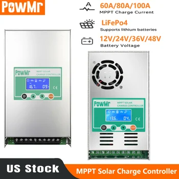 PowMr PowMr 60A 80A 100A Regulator Ładowania Solarnego 12V/24V/36V/48V Kontroler Ładowania Akumulatorów Maks. 150V Paneli Solarnych Podwójne Wentylatory