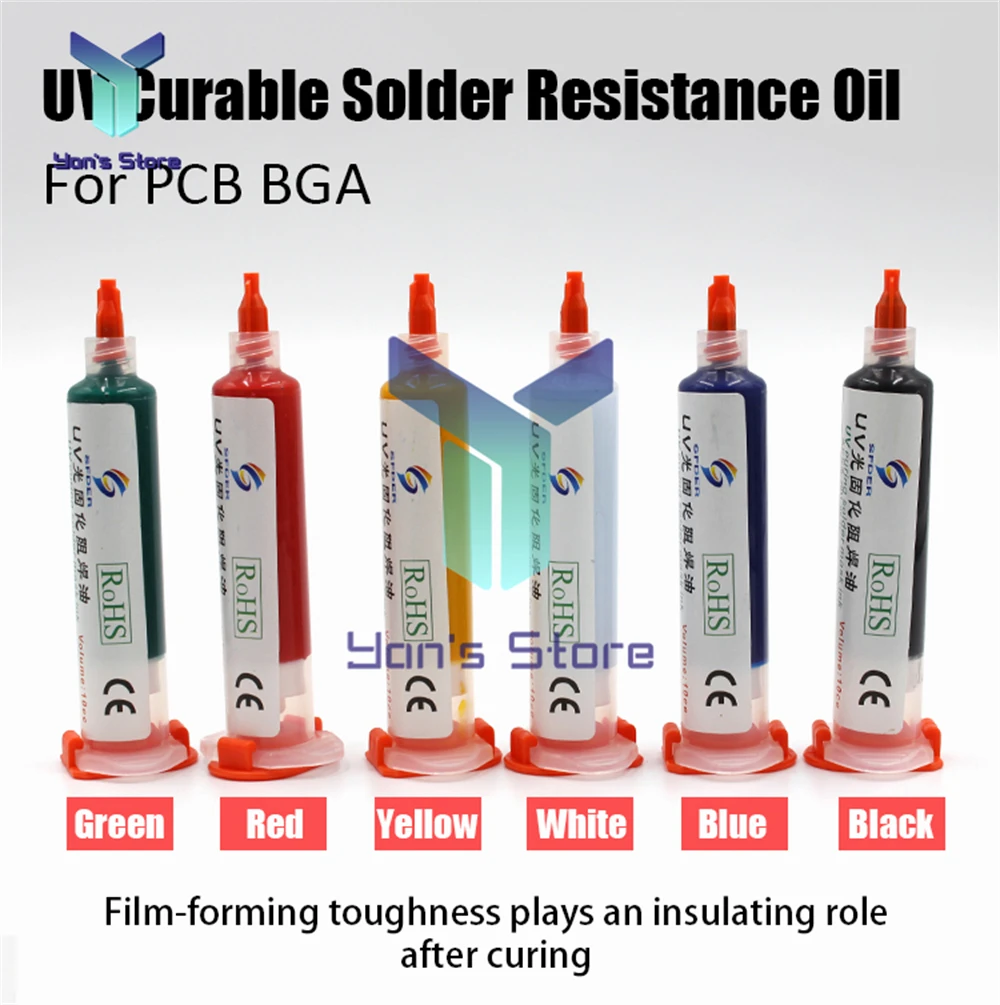 10ML 6 Color UV Curing Solder Mask Ink for PCB BGA Circuit Board Insulating Protect Soldering Paste Flux Oil