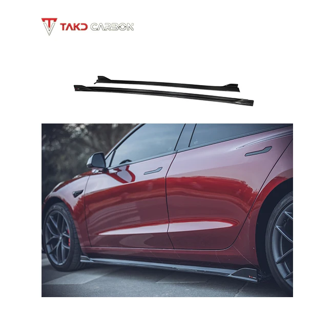 

TAKD Carbon Quality Side Skirts Extensions Glossy 100% Dry Carbon Fiber Material for TESLAs Model 3 2021-2023