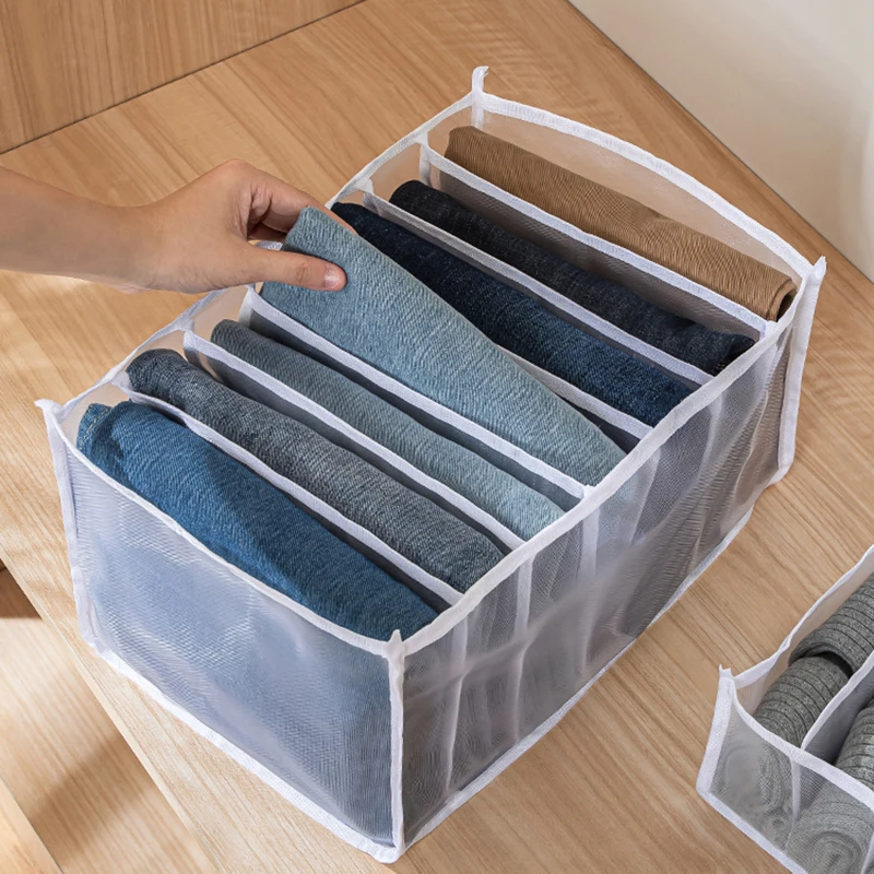 

Jeans grid tidying chest wardrobe clothes clothes divider box bag pants artifact drawer storage box transparent