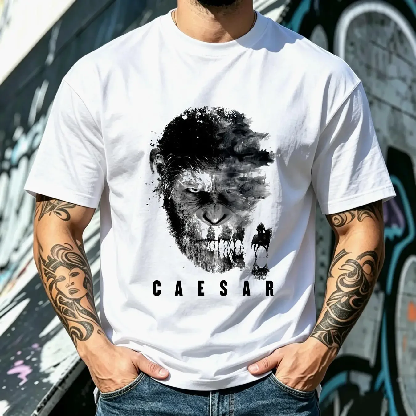 washed T Shirt planet of the apes horse face ape vintage Washed designer clothes homme Top For Everyday Wear streetwear