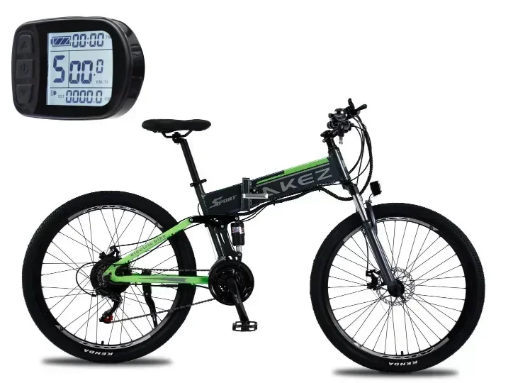 AKEZ Electric bicycle 1000W Motor 48V10.4AH Lithium battery Folding E-Bike 26 inch Tire mountain snow adult Electric Bike image 2