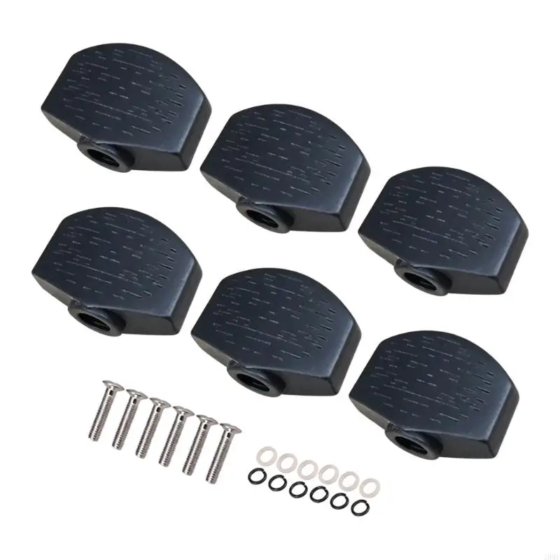 Black Guitar Tuner Button Caps with Screws Square Guitar Tuning Peg JOME