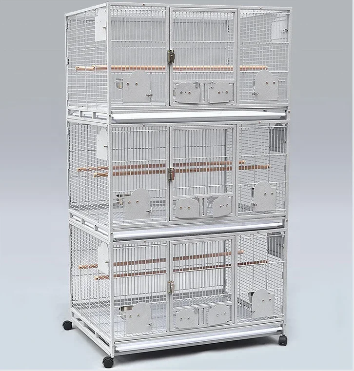 Wrought Iron Bird Cage With Rolling Stand For Parrots Conure Lovebird Cockatiel Pigeon Cages That Can Be Stacked