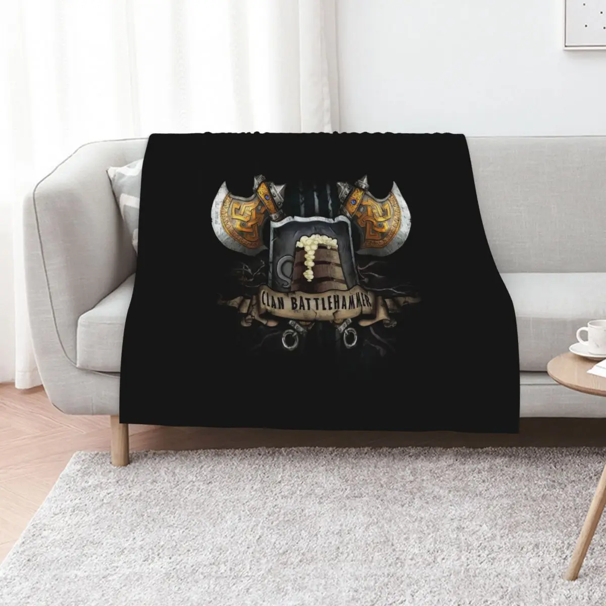 Плед Clan Battlehammer Mithral Hall Dwarf Faerun Fourthpeak Frost Hills, нелиняющий, мягкий, пушистый, для дома