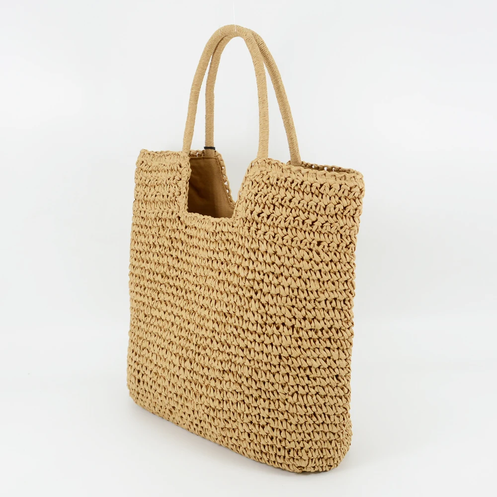 Large Capacity Women Shoulder Straw Bag Handmade Woven Handbag Big Bohemia Beach Raffia Shopper Tote