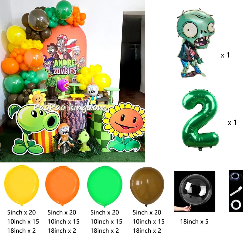 مجموعة قوس بالونات على شكل لعبة Z.Zombies من Plants Vs Z.Zombies لتزيين حفلات أعياد الميلاد للأطفال مستلزمات استحمام الطفل ديكور غرفة الرسوم المتحركة