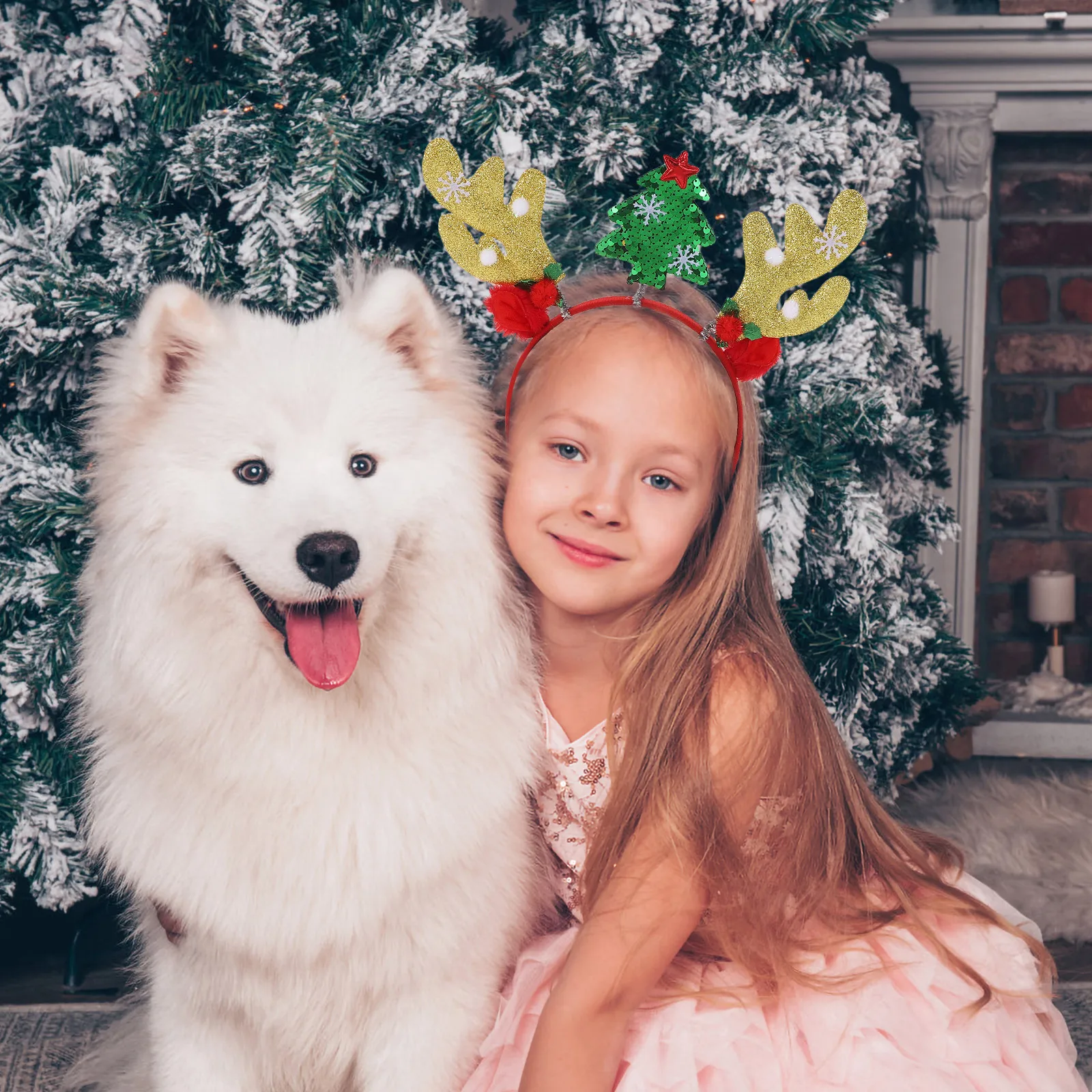 2Pcs Holiday Reindeer Antlers Headband Lightweight Deer Ear Headband Creative Costume for Christmas Party Antler Headpiece