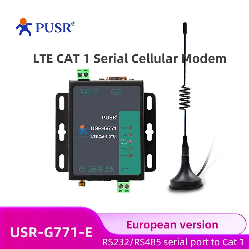 

Европейская промышленная модель PUSR M2m LTE CAT 1, последовательный сотовый модем RS485 RS232 4g Lte, модем