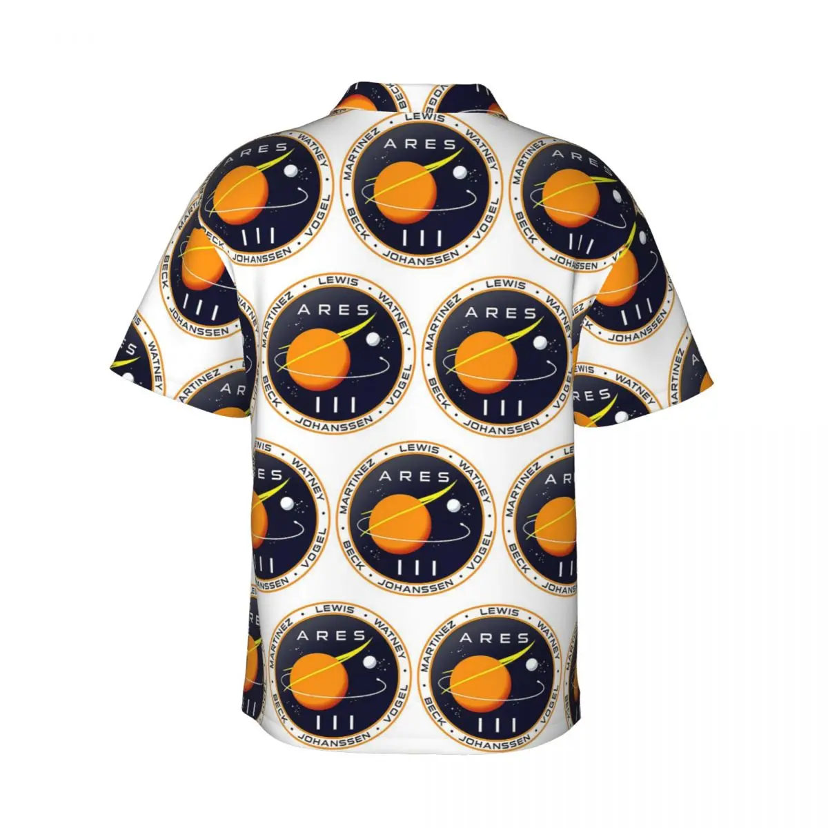 Ares 3 Mission To Mars - The Martian Badg Men's Shirts Hawaiian Short Sleeve Shirt Casual Button Tops for Summer Beach