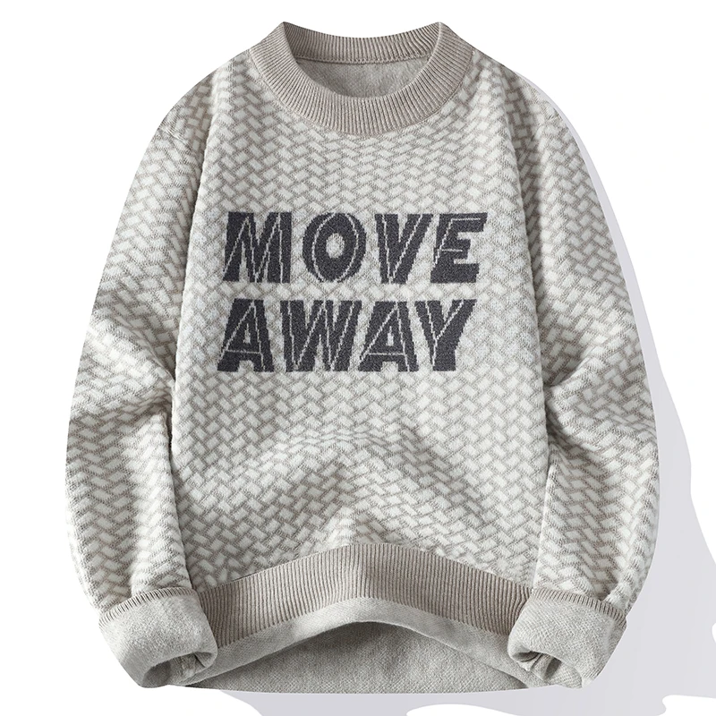 

Men's Thiened f-High Collar Knitted Sweater Autumn Winter Warm Base Layer Mink Velvet Teenage Trendy Student Casual Fit