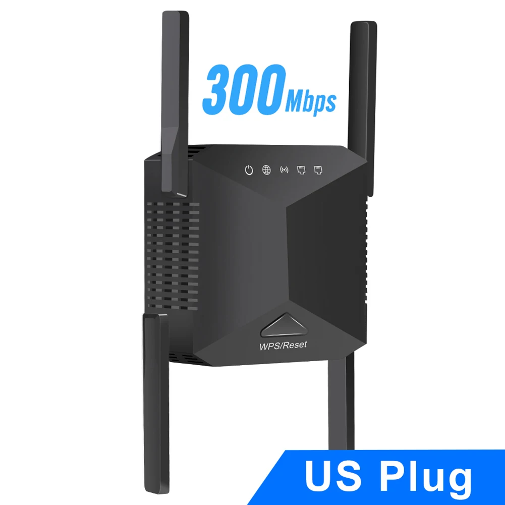 

Wireless WiFi Repeater External Four Antennas Long Range Band Network Extender Signal Enhancement for Home 1200Mbps/2.4G EU Plug