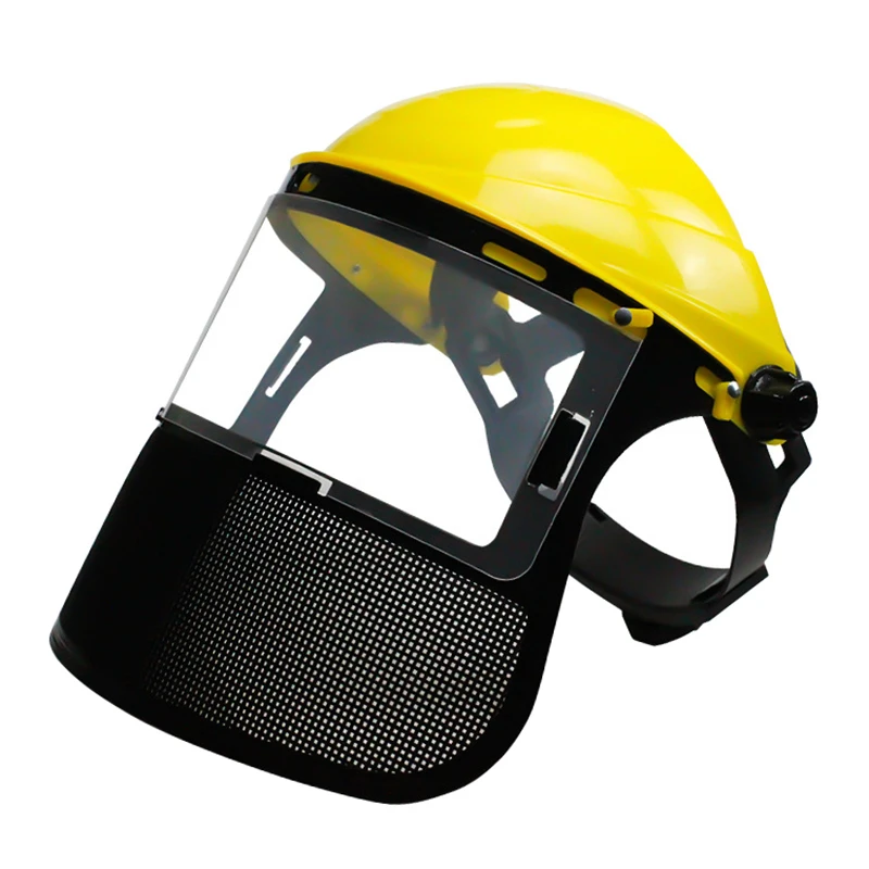 Garden Grass Trimmer Safety Helmet Hat With Full Face Mesh Protective Mask For Logging Brush Cutter Forestry Protection