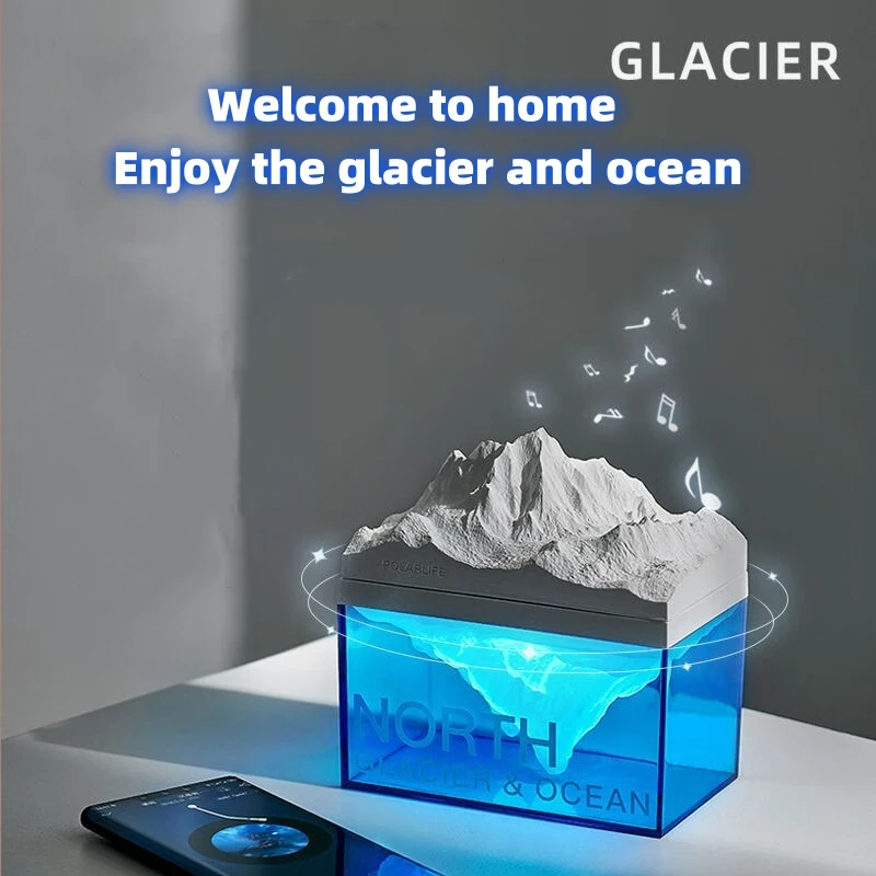 North Glacier&Ocean NightLamp with Aromatherapy Charging Creative Bedhead Light Bluetooth Speaker Decorative Light for Gifts