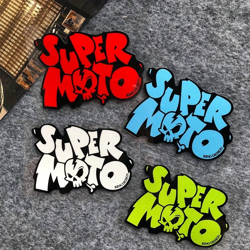 

1 шт. водонепроницаемые виниловые наклейки Super Moto Skull – разноцветные наклейки для стайлинга автомобилей, мотоциклов и шлемов