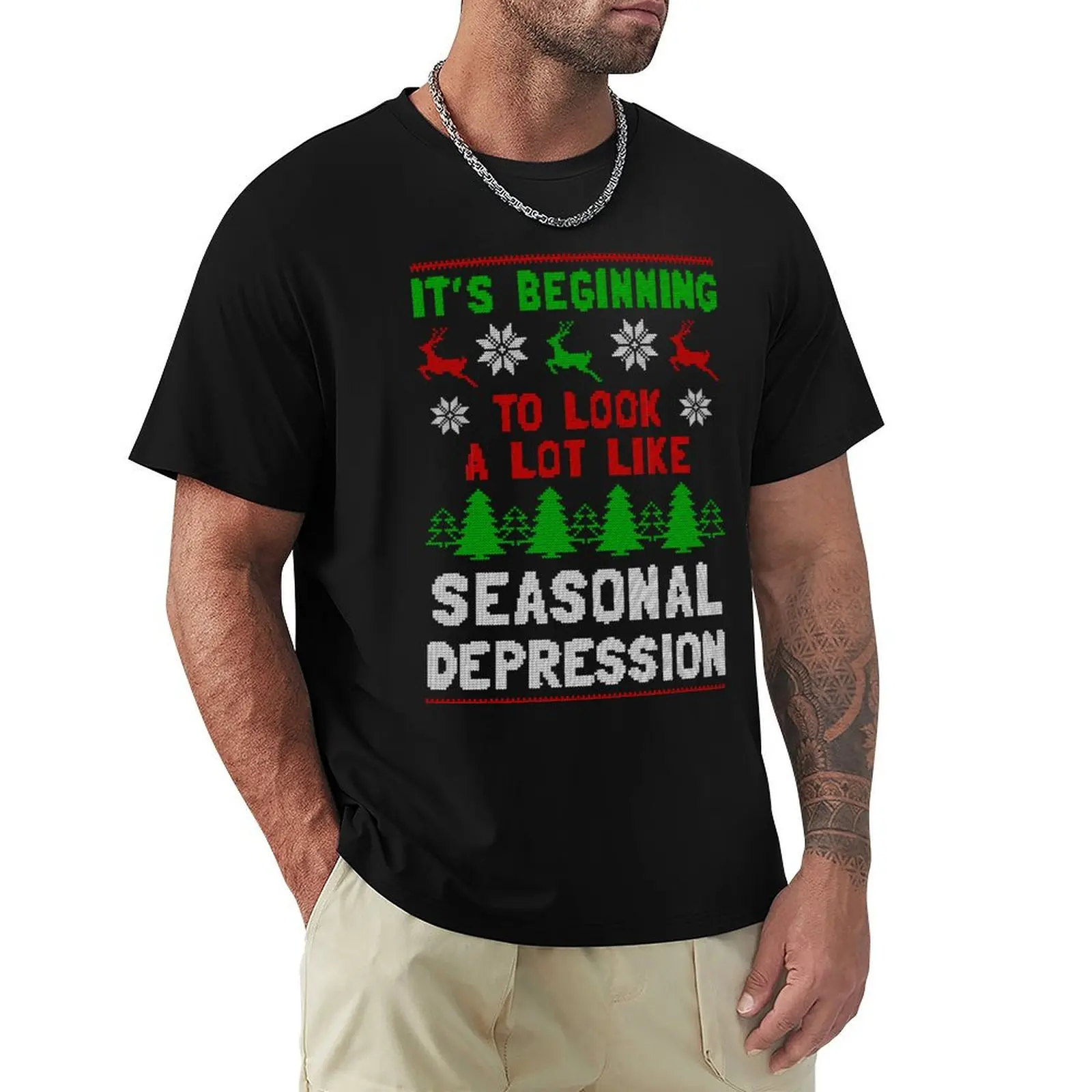

It's Beginning To Look A Lot Like Seasonal Depression T-Shirt cheap stuff summer top Short sleeve tee men