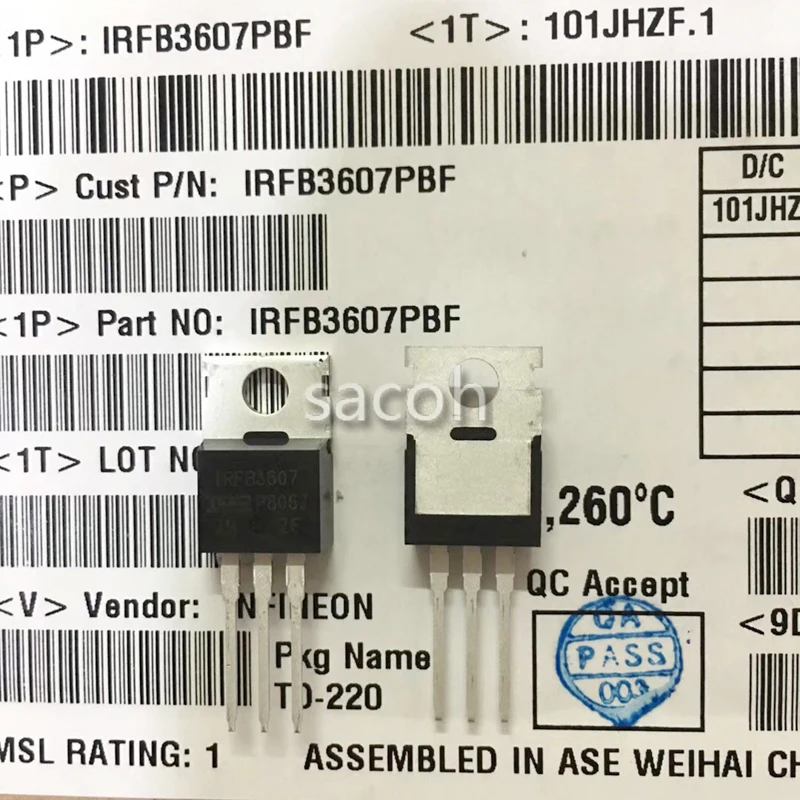 

SACOH Electronic Components 100% Brand New Original In Stock IRFB3607 10Pcs