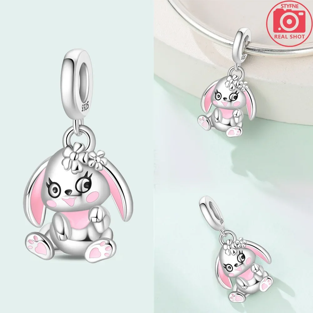 Original 925 Silver Plated Elephant Rabbit Koala Tiger Easter Egg Animal Beads Fit Bag Charms Bracelet Jewelry Gifts for Women view 5