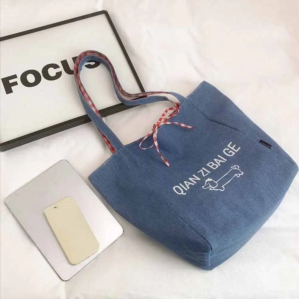 

Винтажная тканевая двусторонняя клетчатая сумка в корейском стиле, джинсовая сумка на плечо в стиле ретро, богемная сумка-мессенджер с геометрическим рисунком собаки, дорожная сумка