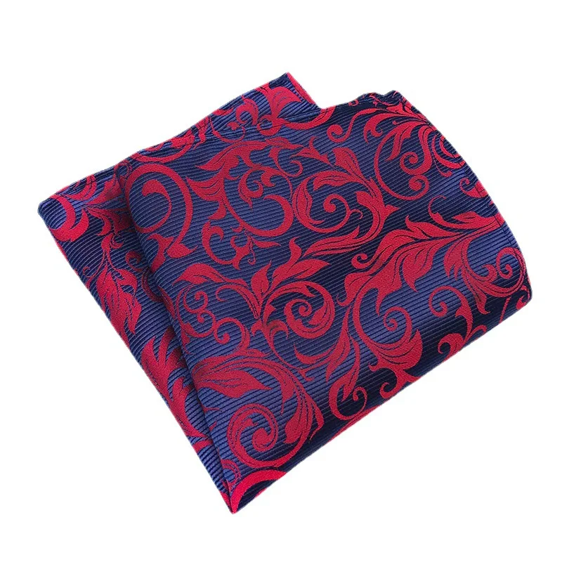 25*25cm New Man\'s Floral Leaf Polyester Pocket Square Woman\'s Wedding Casual Business Party Handkerchief