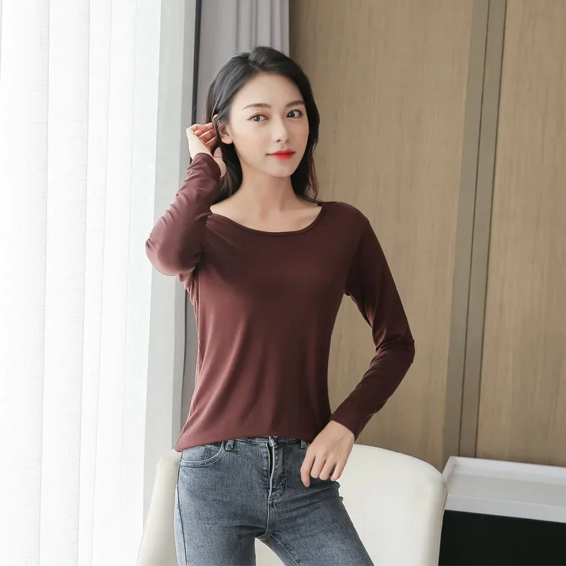 MRMT 2024 Brand New Women's Modal T-Shirt Long Sleeved Women T Shirt Bottoming Wear Round Neck Woman T shirts Thin For Female