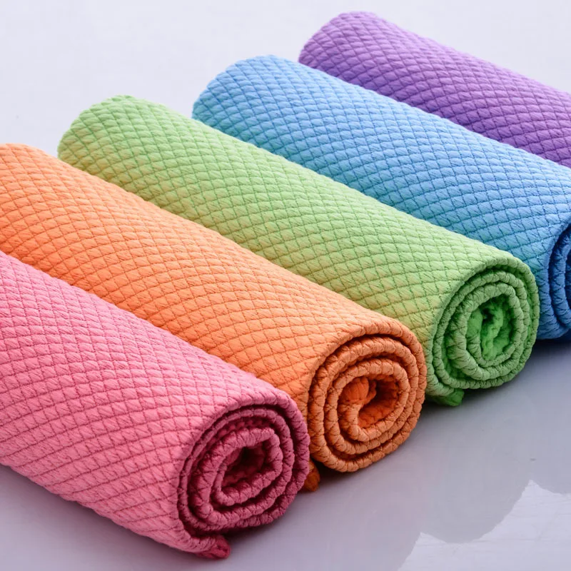 

10pcs 30x40cm Microfiber Fish Scale Rag Lint Free Absorbent Auto Glass Household Cleaning Cloth