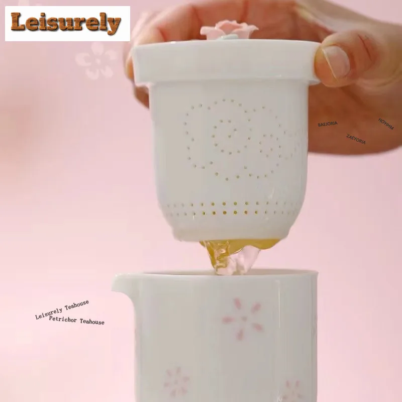 HOYIHM Mutton Fat Jade Pinch Flower Travel Tea Set Kit Zen 1 Pot 3 Cups Tea Brewing Organizer Portable Camping Handbag Ornaments