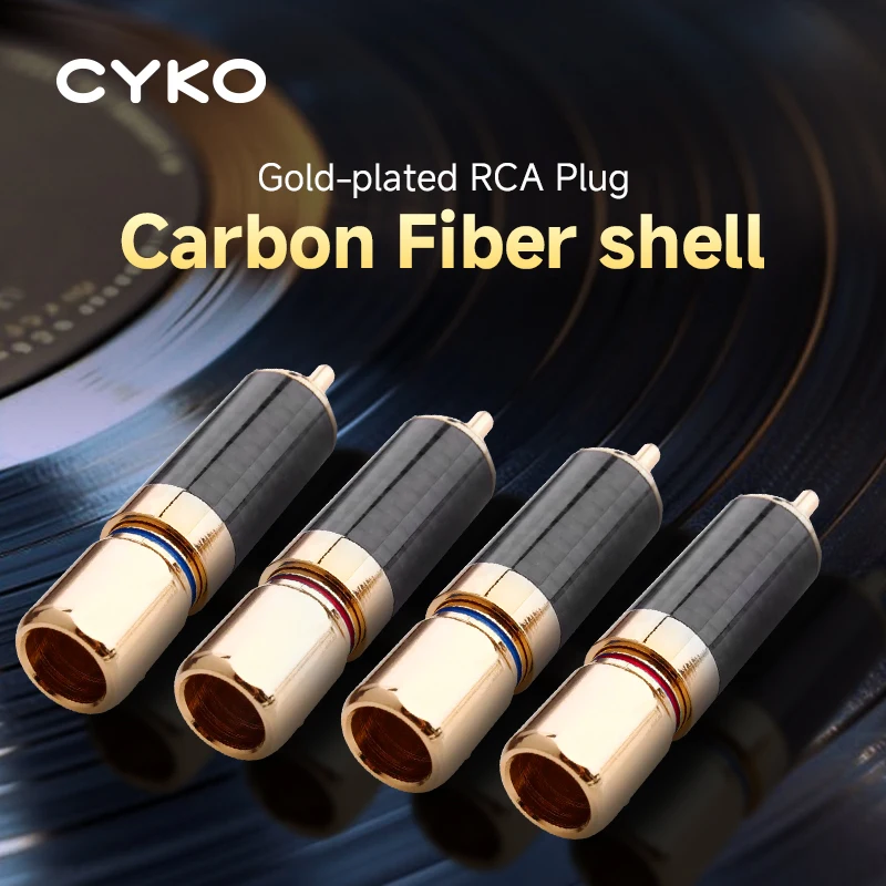 

4 PCS HIFI RCA Plug High Quality Carbon Fiber 24k Gold-plated RCA Connectors