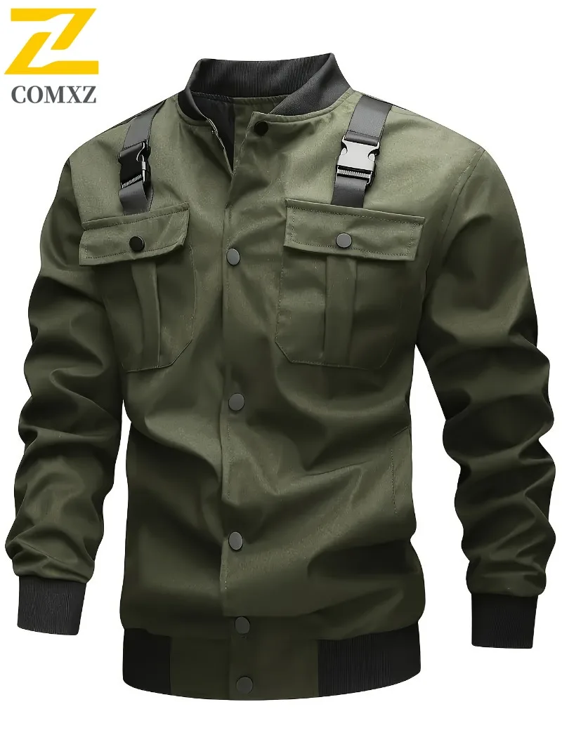

New Men's Spring Autumn Jacket Outdoor Sports Loose Fit Korean Style Casual Design Lightweight Windbreaker Bomber Hooded Coat