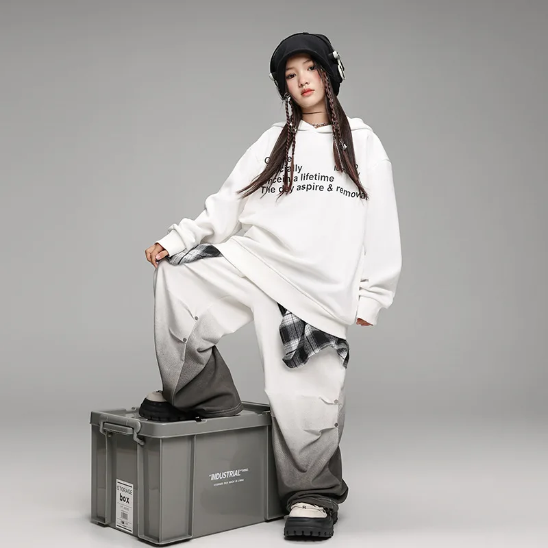 

Детские костюмы для уличных танцев, толстовки в стиле хип-хоп для мальчиков и девочек, модные крутые комплекты, свободные детские костюмы для выступлений